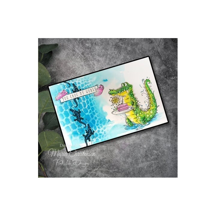 (PI258)Pink Ink Designs What's Up Croc A5 Clear Stamps