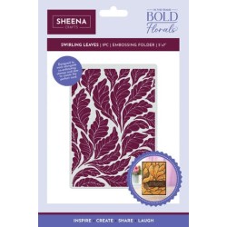 (SD-ITF-BF-EF5-SL)SHEENA In the Frame Bold Florals 5x7 Inch Embossing Folder Swirling Leaves