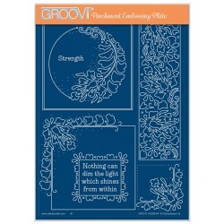(GRO-FL-42288-04)Groovi Plate A5 BARBARA'S STRENGTH - FLORAL CRESCENT & PANEL