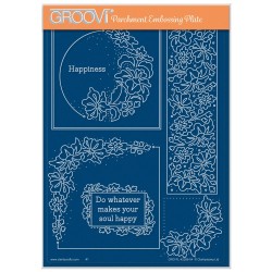 (GRO-FL-42286-04)Groovi Plate A5 BARBARA'S HAPPINESS - FLORAL CRESCENT & PANEL