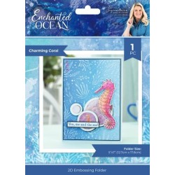(S-EO-EF5-CHCO)Crafter's Companion Enchanted Ocean 5x7 Inch 2D Embossing Folder Charming Coral