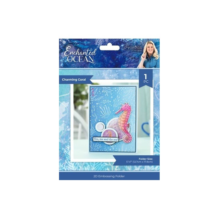(S-EO-EF5-CHCO)Crafter's Companion Enchanted Ocean 5x7 Inch 2D Embossing Folder Charming Coral