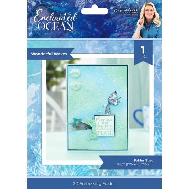 (S-EO-EF5-WOWA)Crafter's Companion Enchanted Ocean 5x7 Inch 2D Embossing Folder Wonderful Waves