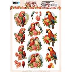 (SB10929)3D Push Out - Berries Beauties - Romantic Birds - Romantic Parrot