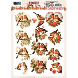 (SB10930)3D Push Out - Berries Beauties - Romantic Birds - Romantic Robin