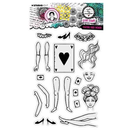 (ABM-SI-STAMP650)Studio light clear stamp Playing card women Signature Collection nr.650