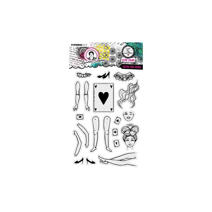 (ABM-SI-STAMP650)Studio light clear stamp Playing card women Signature Collection nr.650
