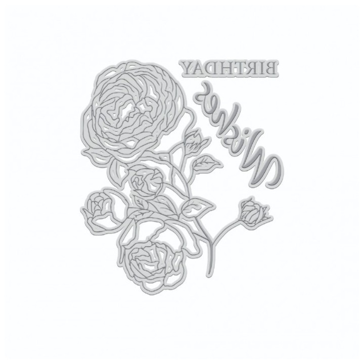 (CO729101)Couture Creations GoLetterPress Impression Stamp - Stamp 1 - Birthday Wishes Floral