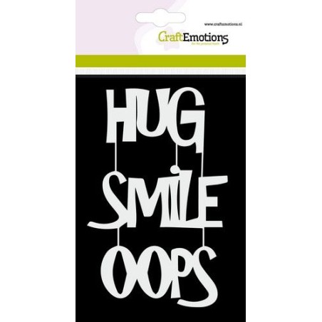 (185070/0206)CraftEmotions Mask stencil - Tekst HUG SMILE OOPS Carla Creaties