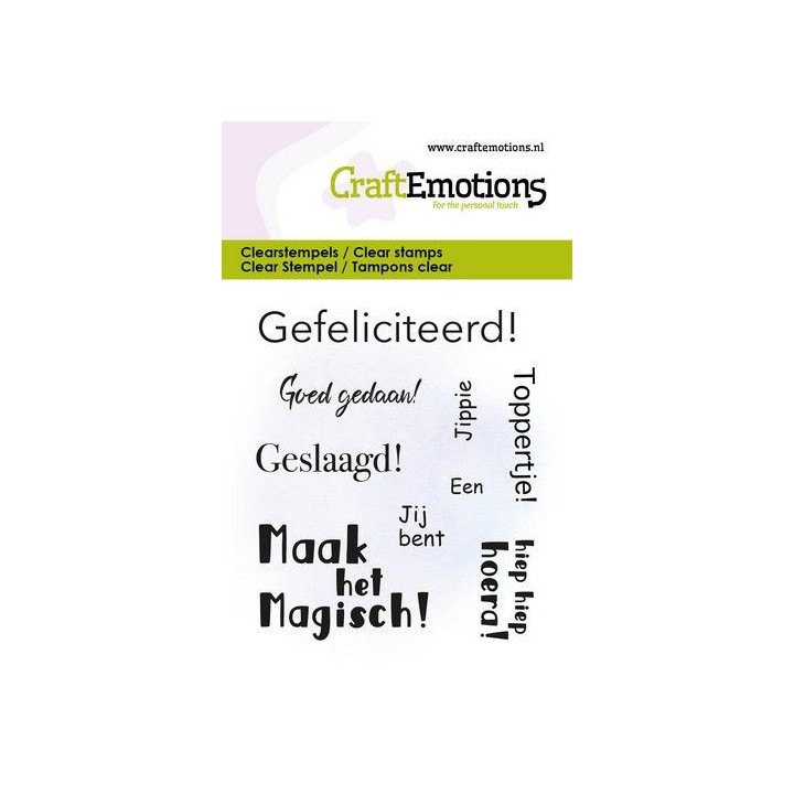 (5025)CraftEmotions clearstamps 6x7cm - Tekst Gefeliciteerd NL