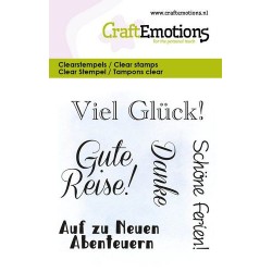 (5029)CraftEmotions clearstamps 6x7cm - Text Gute Reise DE