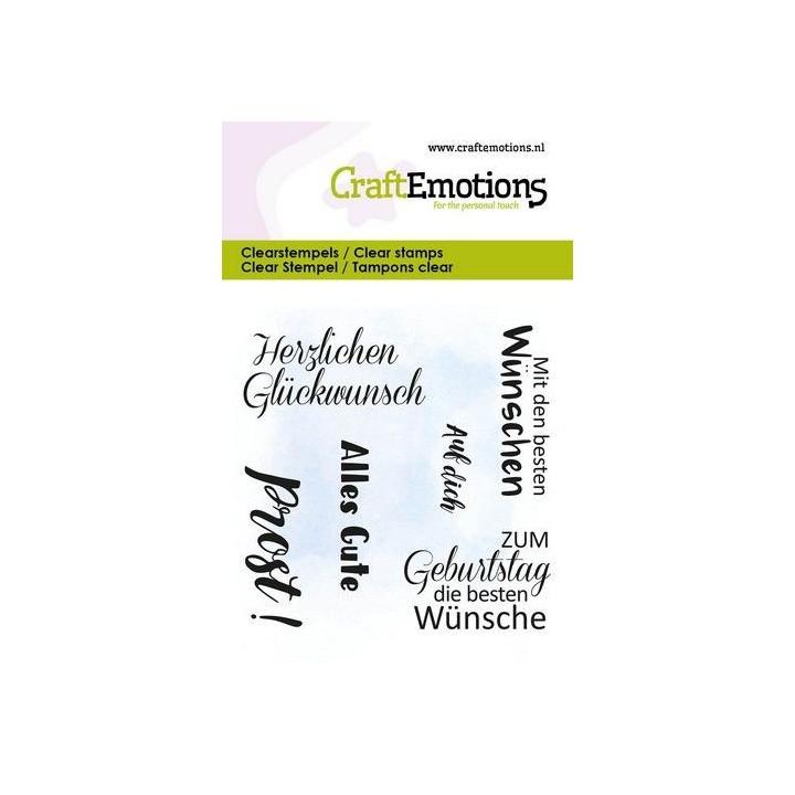 (5032)CraftEmotions clearstamps 6x7cm - Tekst Alles Gute - Prost DE