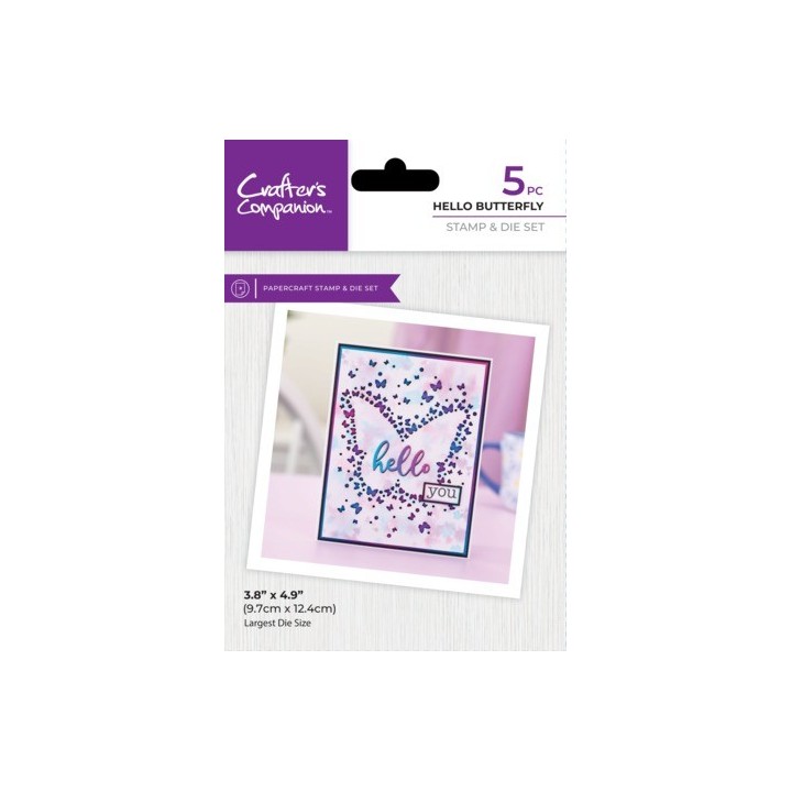 (CC-STD-HEBU)Crafter's Companion Confetti Cut In Dies Stamp & Die Hello Butterfly