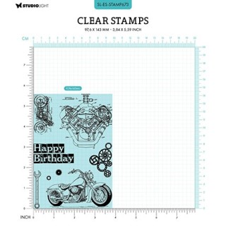 (SL-GW-STAMP673)Studio light clear stamp Gears & Bikes Gearhead's Workshop nr.673