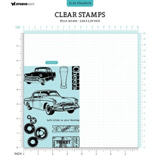 (SL-GW-STAMP674)Studio light clear stamp Beer & Cars Gearhead's Workshop nr.674