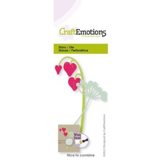 (115633/4001)CraftEmotions Die - Bleeding heart & Green Mist flower Card 5x10cm Great for Wax Seal