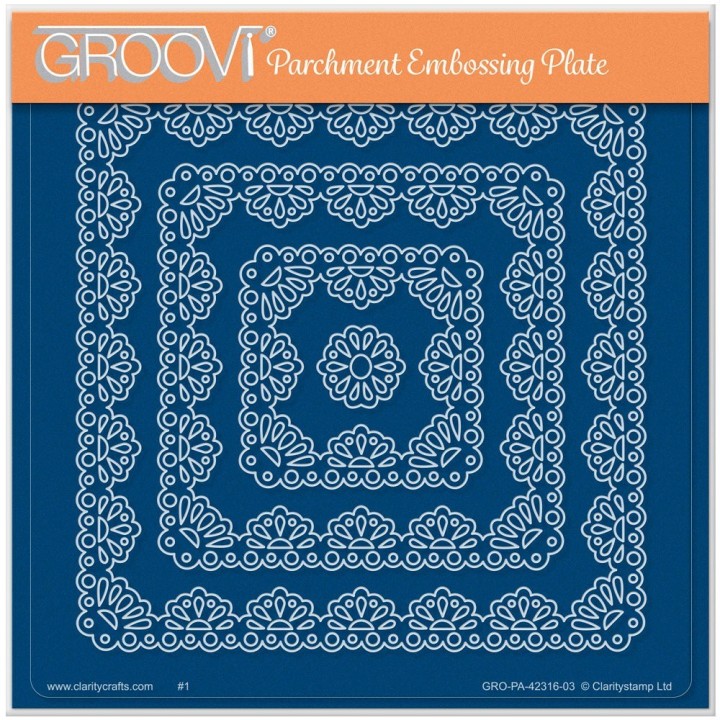 (GRO-PA-42316-03)Groovi Plate A5 NESTED SQUARES LACE FAN FRAMES