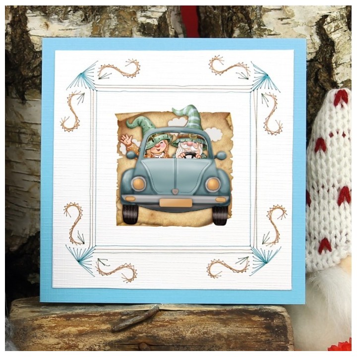 (SB10921)3D Push Out - Yvonne Creations - Great Gnomes - Driving Gnomes