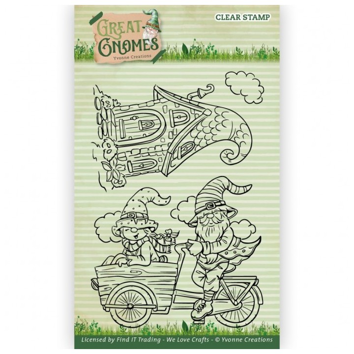 (YCCS10083)Clear Stamps - Yvonne Creations - Great Gnomes - Biking Gnome