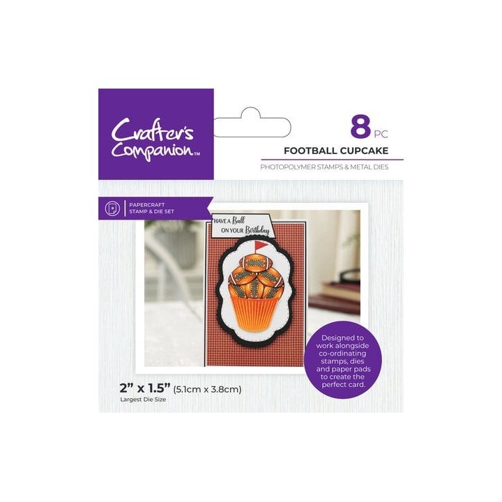 (CC-MM-STD-FOCU)Crafter's Companion Modern Man Stamp & Dies Football Cupcakes