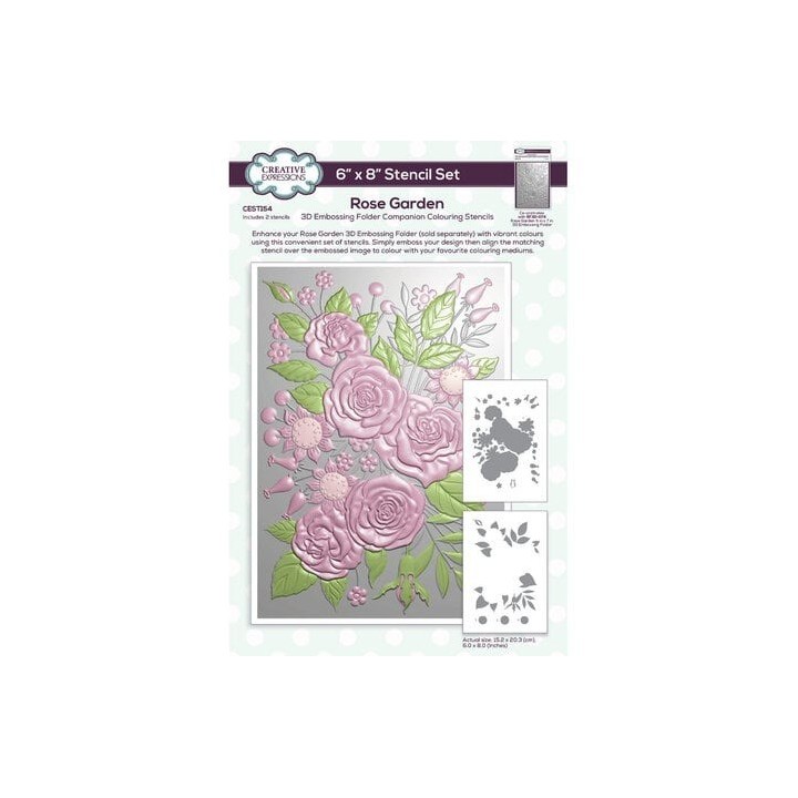 (CEST154)Creative Expressions Companion Colouring Stencil Rose Garden (2pcs)