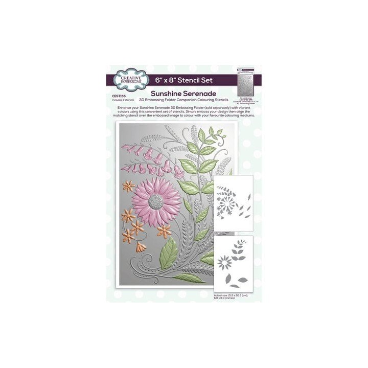 (CEST155)Creative Expressions Companion Colouring Stencil Sunshine Serenade (2pcs)