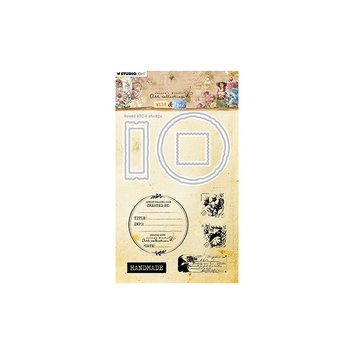 (JMA-WAF-SCD81)Studio Light Stamp & Cutting Die Round ATC & stamps Wild & Free nr.81