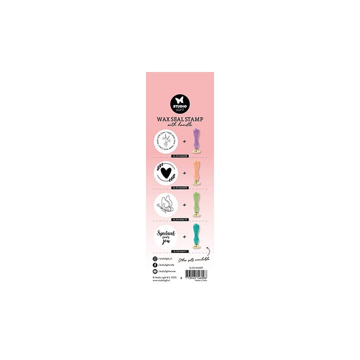 (SL-ES-WAX09)Studio Light Wax Stamp with handle Peach heart Essentials Tools nr.09