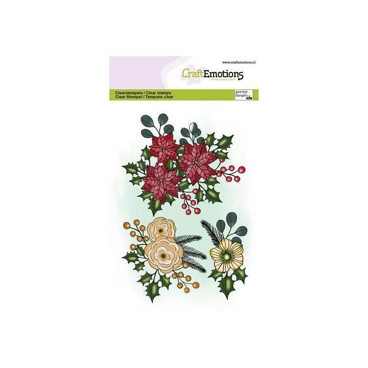 (1366)CraftEmotions clearstamps A6 - Christmas flower bouquets
