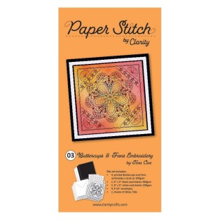 (ACC-CA-31634-XX)PAPER STITCH BY CLARITY - BUTTERCUPS & FANS EMBROIDERY CARD PACK