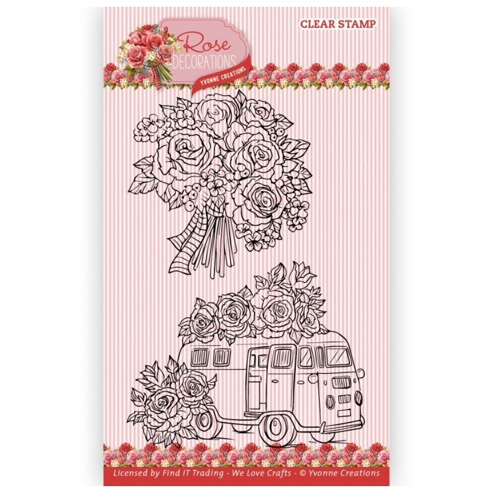 (YCCS10085)Clear Stamps - Yvonne Creations - Rose Decorations - Suitcase