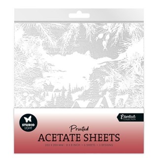 (SL-ES-ACS07)Studio Light Acetate sheet Snowy town, pine & verses Essentials nr.07