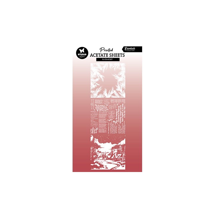 (SL-ES-ACS07)Studio Light Acetate sheet Snowy town, pine & verses Essentials nr.07