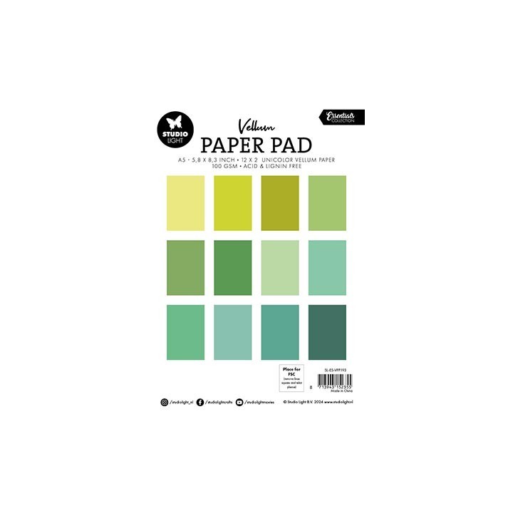(SL-ES-VPP193)Studio light Vellum Paper Pad Unicolor paper Essentials nr.193