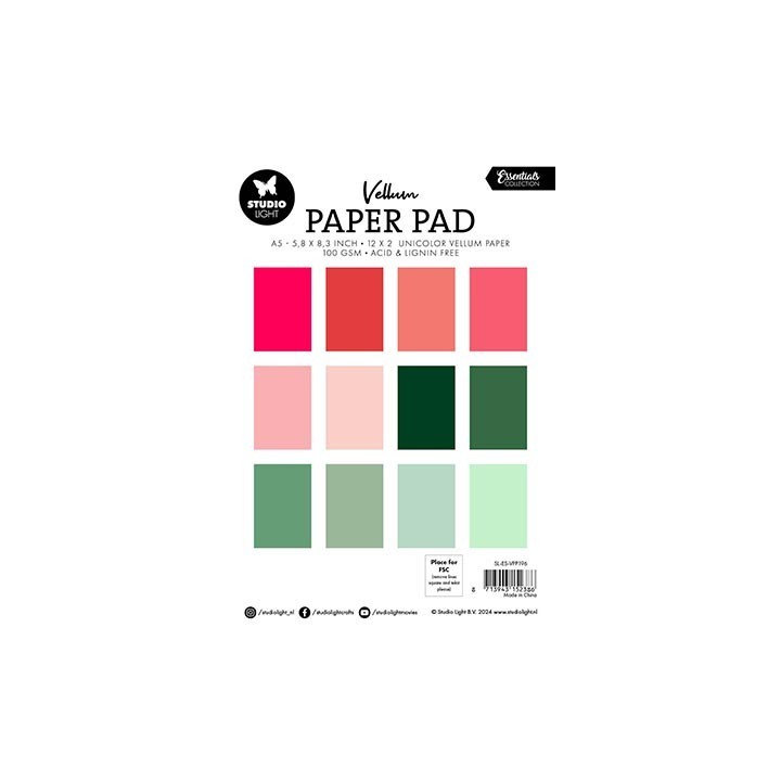 (SL-ES-VPP196)Studio light Vellum Paper Pad Unicolor paper Essentials nr.196