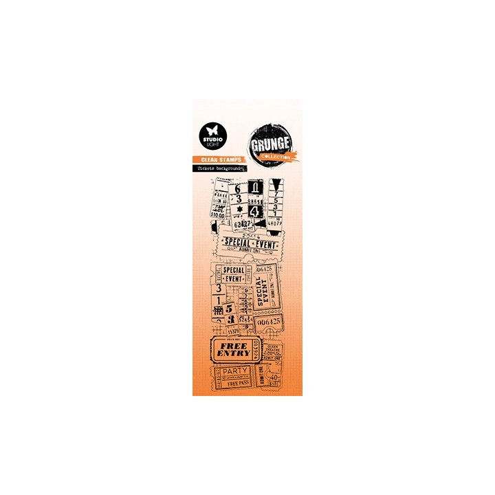 (SL-GR-STAMP676)Studio light clear stamp Tickets background Grunge Collection nr.676
