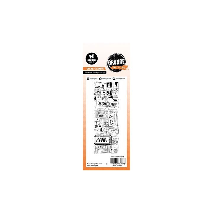 (SL-GR-STAMP676)Studio light clear stamp Tickets background Grunge Collection nr.676