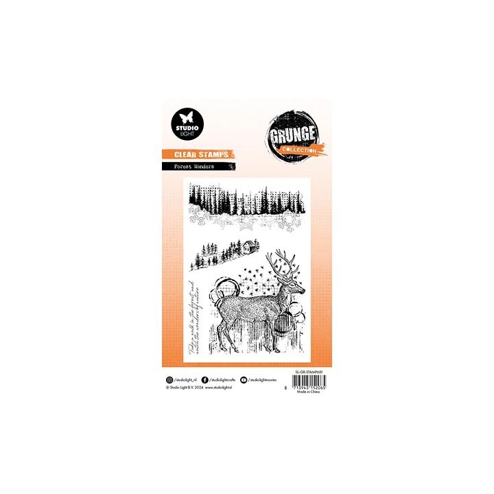 (SL-GR-STAMP681)Studio light clear stamp Forest wonders Grunge Collection nr.681