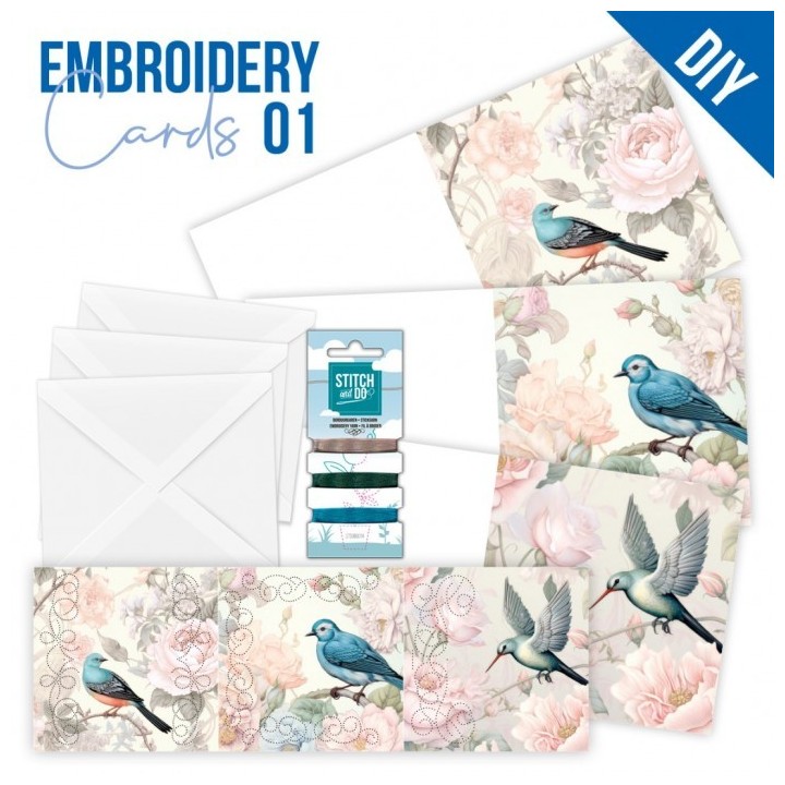 (STDOPP001)Stitch And Do Cards - Blue Birds