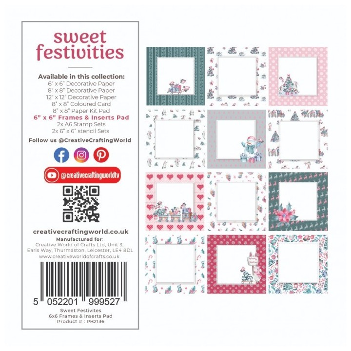 (PB2136)The Paper Boutique Sweetest Festivities Frames And Insert Papers For 6x6 Cards