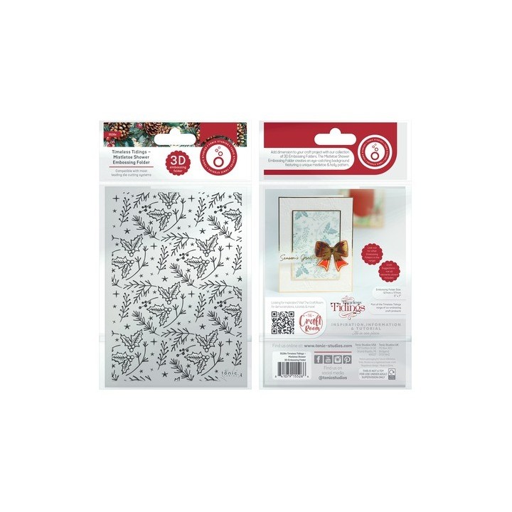 (5526e)Tonic Studios • Timeless Tidings 3D Embossing Folder Mistletoe Shower
