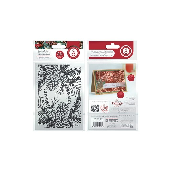 (5528e)Tonic Studios • Timeless Tidings 3D Embossing Folder Pinecone Parade