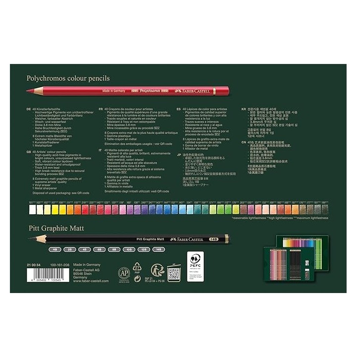 (210054)Polychromos Colour Pensils & Pitt Graphite Matt Drawing Set (50pcs)