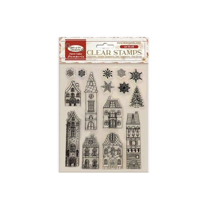 (WTK196)Stamperia Gear up for Christmas Clear Stamps Cozy Houses