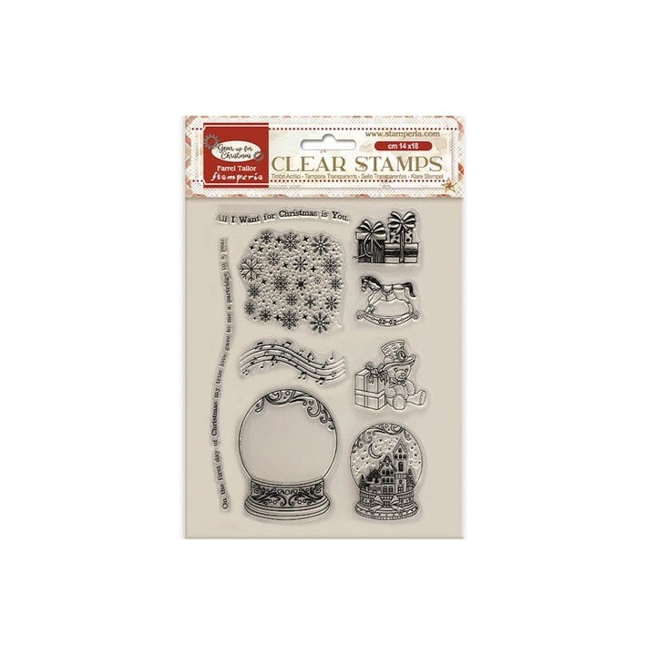 (WTK197)Stamperia Gear up for Christmas Clear Stamps Snowglobes