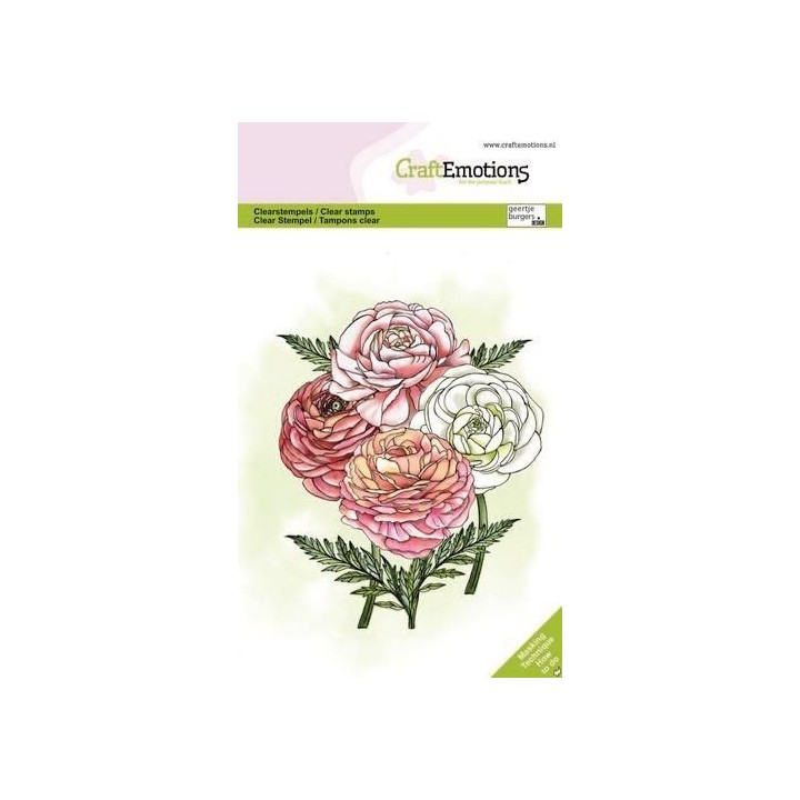 (1380)CraftEmotions clearstamps A6 - Ranunculus