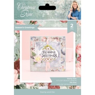 (S-CR-STD-SEGR)Crafter's Companion Christmas Rose Stamp & Die Seasons Greetings