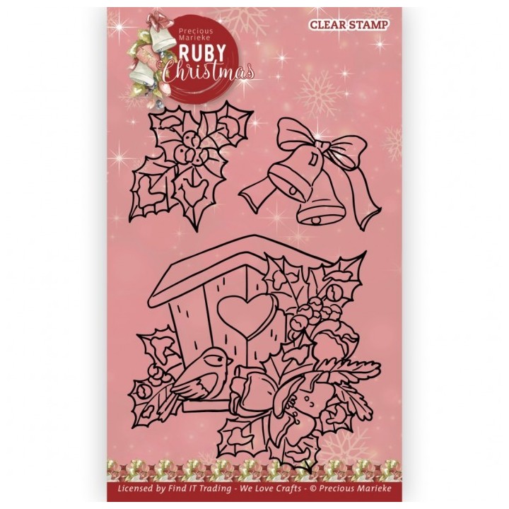 (PMCS10054)Clear Stamps - Precious Marieke - Ruby Christmas - Ruby Birdhouse