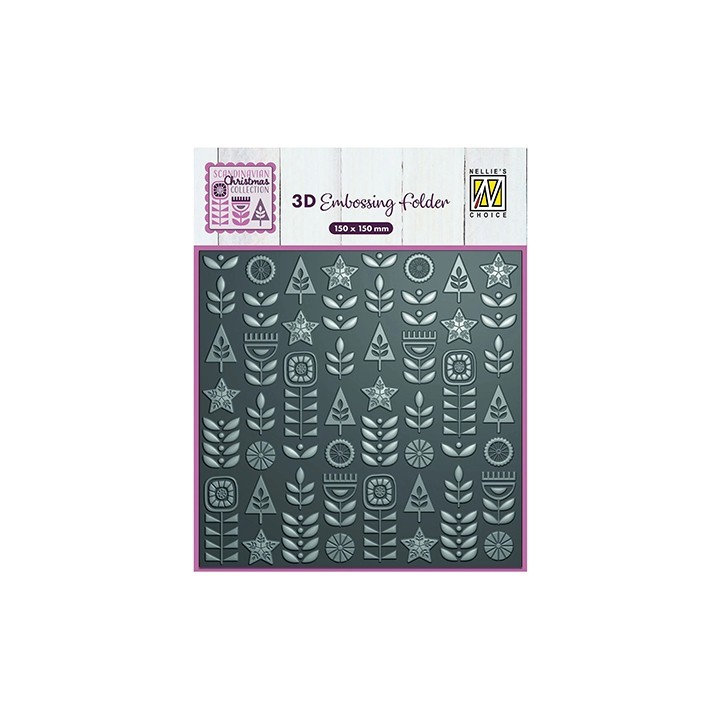 (EF3D093)Nellie's Choice Embossing Scandinavian Flowers