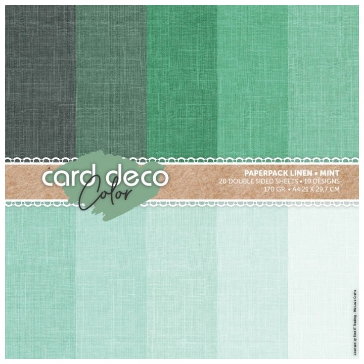 (CDCPPA412001)Card Deco Color Paperpack – Linen - Mint - A4